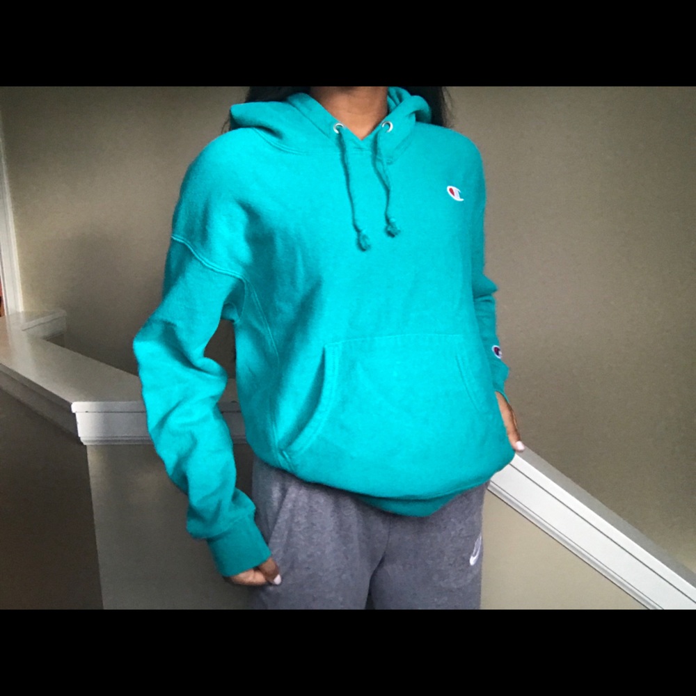 green sweatshirt